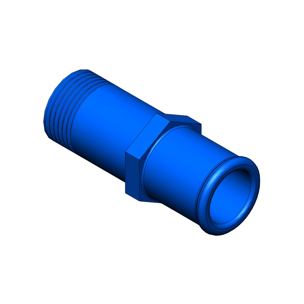 N37B - RACCORD EAU EN ALUMINIUM LONG BLEU